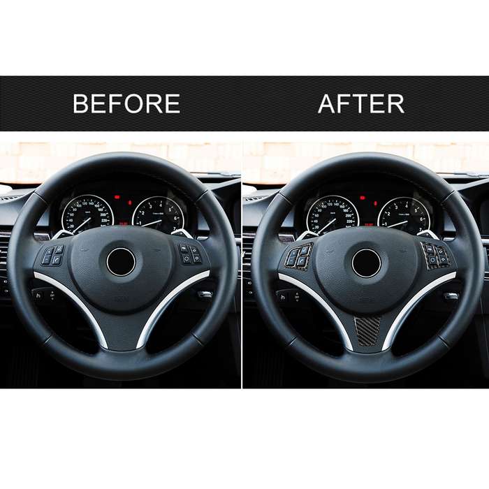 3 in 1 Car Carbon Fiber Solid Color Steering Wheel Button Decorative Sticker for BMW 3 Series E90 20