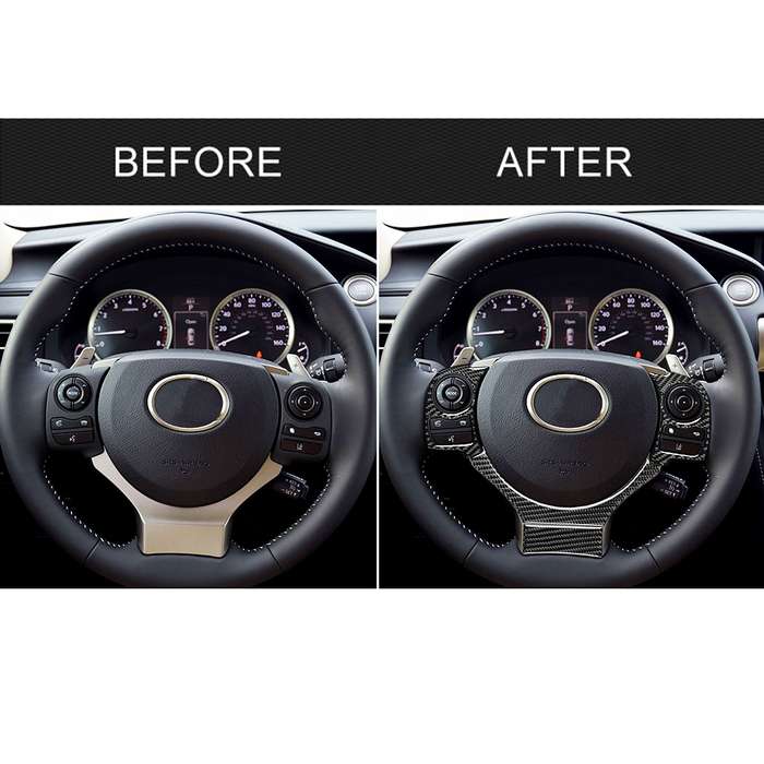 4 in 1 Car Carbon Fiber Steering Wheel Button Decorative Sticker for Lexus IS250 NX200 200t 300h, Le