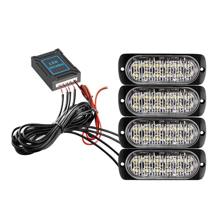 DC12V-24V / 18W 4 in 1 Front Grille Emergency Strobe Flash Warning Light Pickup 12LEDs Side Light Wi