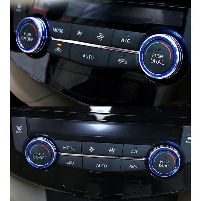 2 PCS Car Metal Air Conditioner Knob Case for Nissan X-TRAIL (Silver)