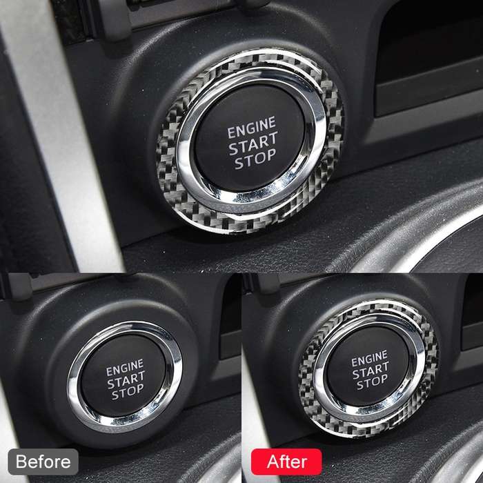 Car Carbon Fiber One-button Start Decorative Sticker for Subaru BRZ / Toyota 86 2013-2017, Left and