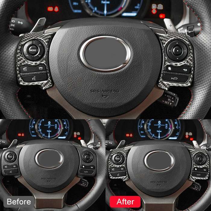 Car Carbon Fiber Steering Wheel Button Decorative Sticker for Lexus IS250 NX200 200t 300h 13-, Left
