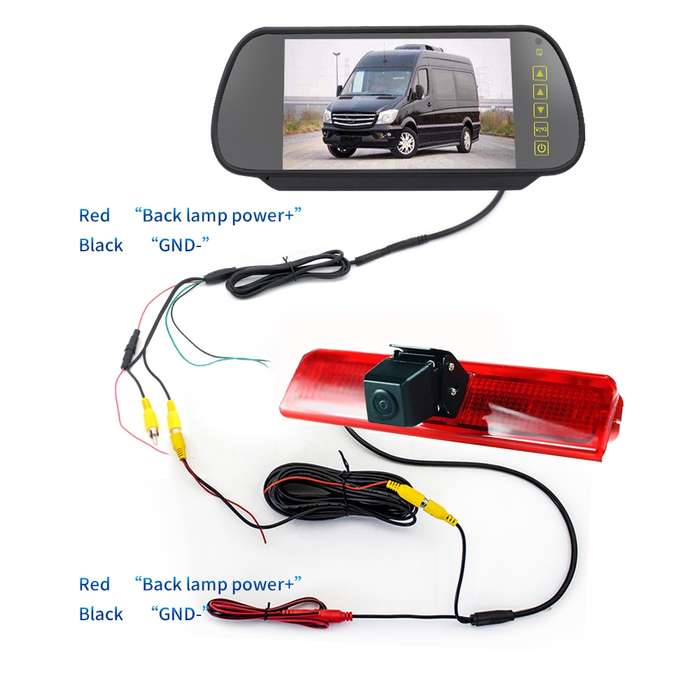 PZ476 Car Waterproof 170 Degree Brake Light View Camera + 7 inch Rearview Monitor for Volkswagen Cad