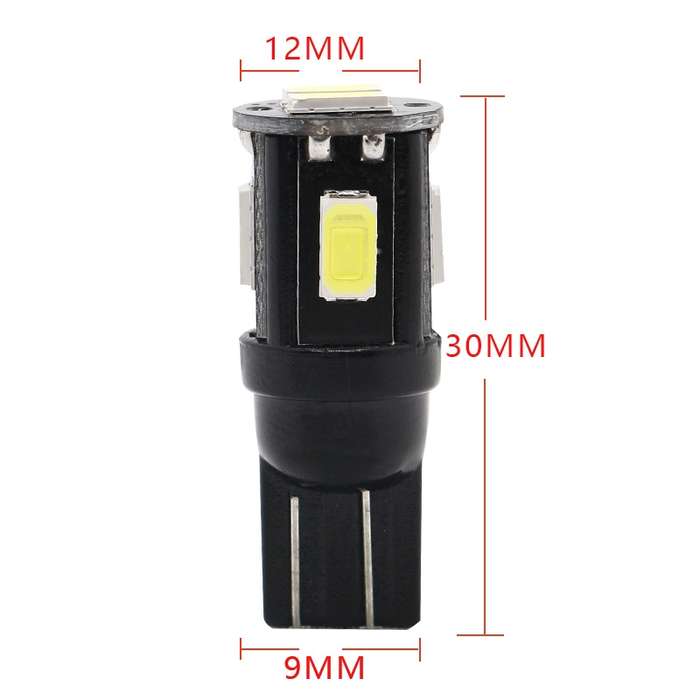 10 PCS T10 DC12V / 1.5W / 6000K / 80LM Car Decoding LED Clearance Lights with 6LEDs SMD-5630 Lamp Be