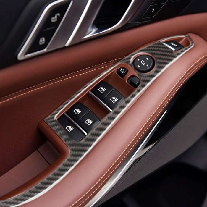 4 PCS Car Carbon Fiber Window Lift Button Decorative Sticker for BMW X5 2020