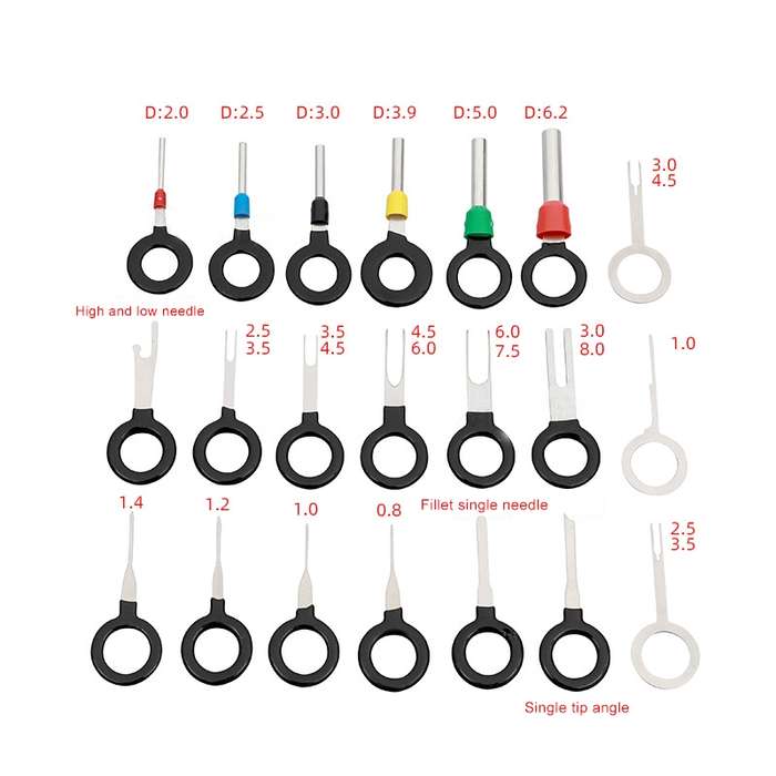 21 in 1 Car Plug Circuit Board Wire Harness Terminal Extraction Pick Connector Crimp Pin Back Needle