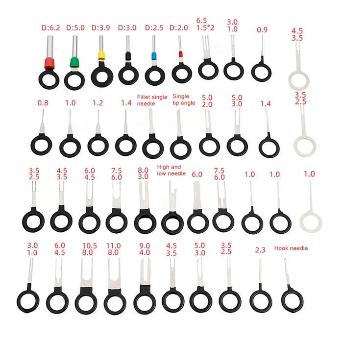 59 in 1 Car Plug Circuit Board Wire Harness Terminal Extraction Pick Connector Crimp Pin Back Needle