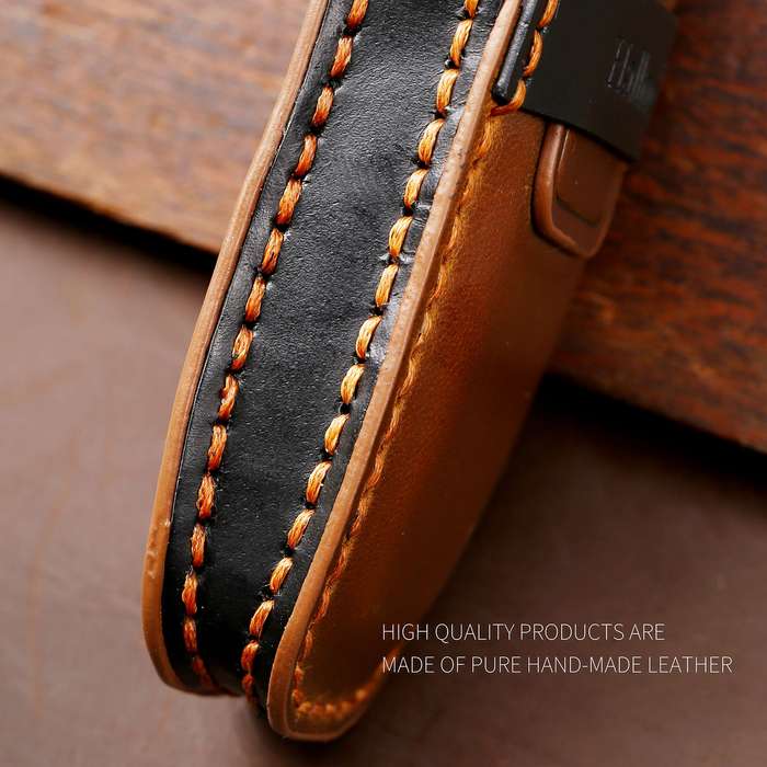 Hallmo Car Cowhide Leather Key Protective Cover Key Case for Ford Focus A Style(Brown)