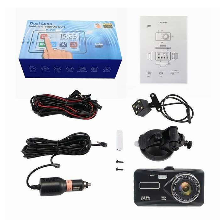 X97 4 inch Front and Rear Dual-recording HD 1080P Night Vision Driving Recorder Support Loop Recordi