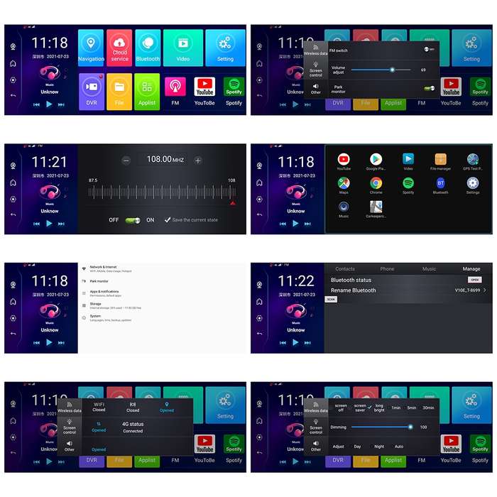 K880 Car 11 inch Widescreen 1080P 4G Center Console Driving Recorder Reversing Voice Control Android
