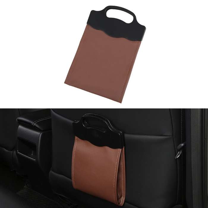 Car Multi-functional Hanging Front Trash Can with LED Light, 28 x 18cm (Coffee)