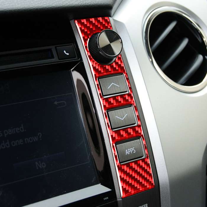 2 PCS / Set Carbon Fiber Car Central Control Volume Switch Decorative Sticker for Toyota Tundra 2014
