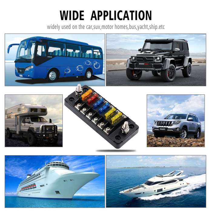 ZH-978A1 FB1901 1 In 6 Out 6 Ways Independent Positive Negative Fuse Box with 12 Fuses for Auto Car