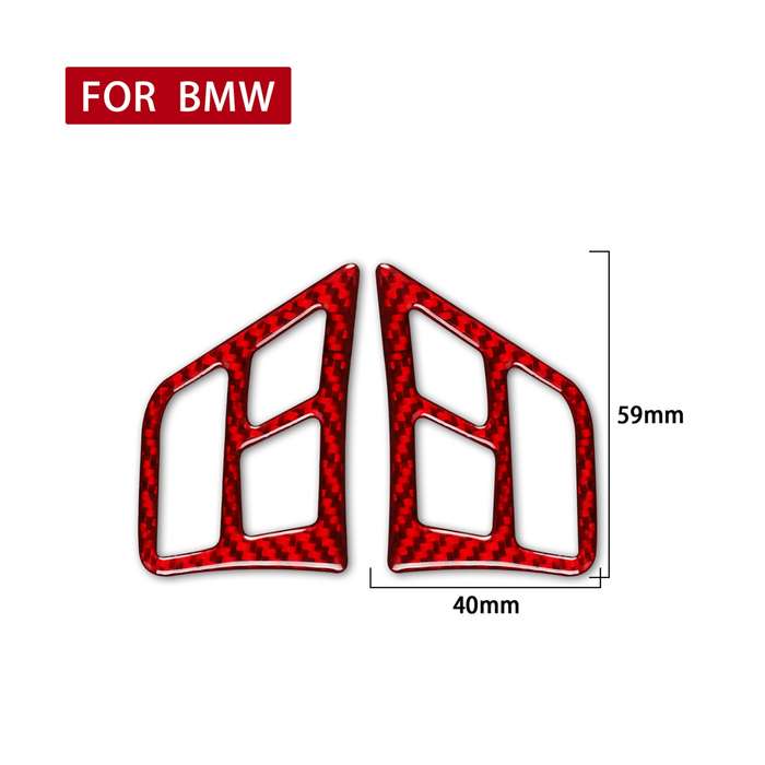 2 PCS Set for BMW 3 Series E90 Carbon Fiber Car Steering Wheel Button Frame Decorative Sticker,