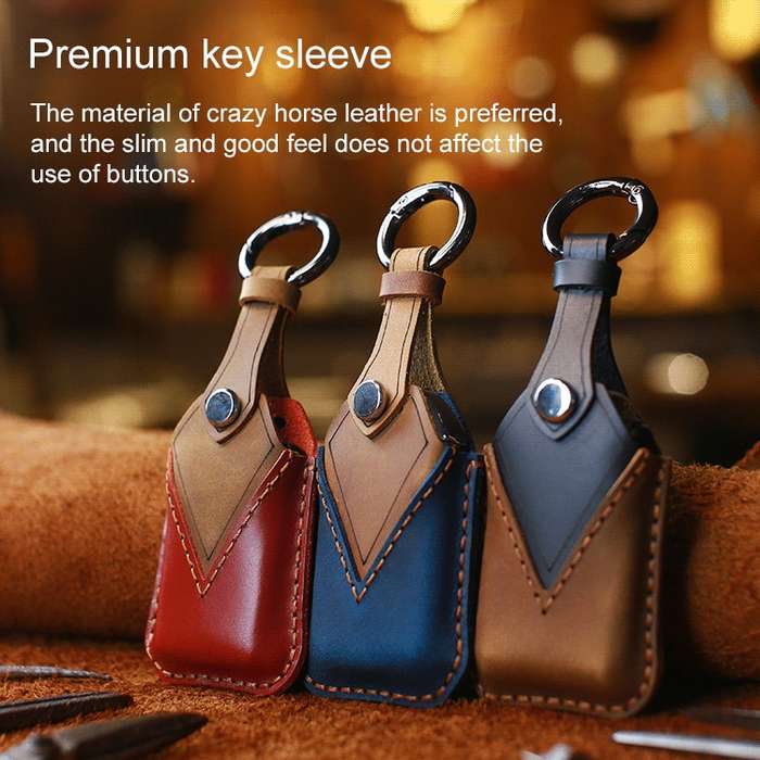 For Honda Car Cowhide Leather Key Protective Cover Key Case, Four Keys Version (Brown)