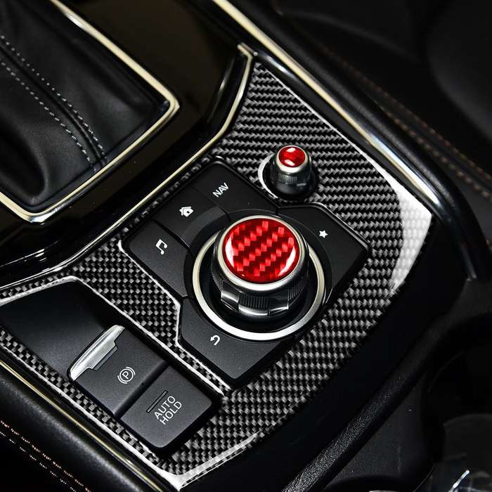 Car Carbon Fiber Multimedia Buttons Decorative Sticker for Mazda 3 / 6 / CX-9 / CX-5, Left and Right