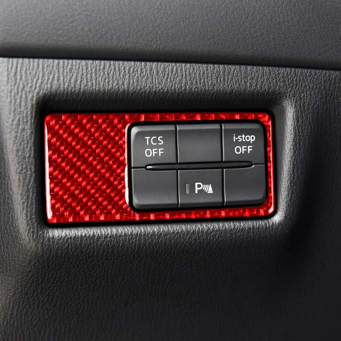 Car Carbon Fiber Headlight Decorative Sticker for Mazda CX-5 2017-2018, Left and Right Drive (Red)