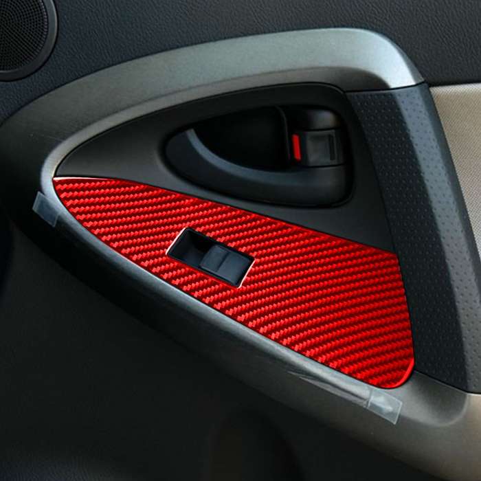Car Carbon Fiber Window Glass Lift Panel Decorative Sticker for Toyota RAV4 2006-2013, Left Drive (R