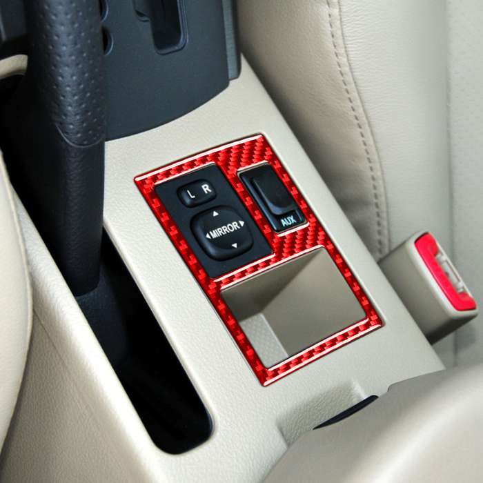 Car Carbon Fiber Rear Mirror Adjustment Switch Frame Decorative Sticker for Toyota RAV4 2006-2013, L
