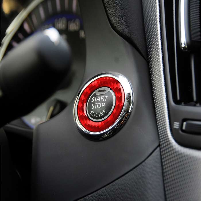 Car Carbon Fiber One-button Start Decorative Sticker for Infiniti Q50 2014-2020 / Q60 / QX60, Left a