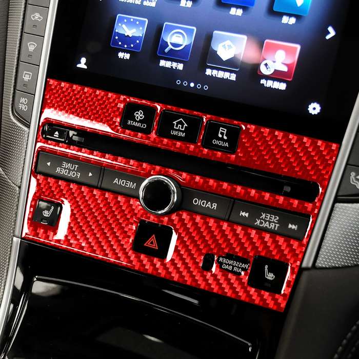 Car Carbon Fiber A Style CD Console Panel Decorative Sticker for Infiniti Q50 2014-2020, Right Drive