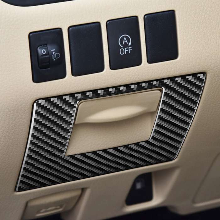 Car Carbon Fiber Driver Left Storage Cover Decorative Sticker for Toyota Highlander 2014-2019, Left