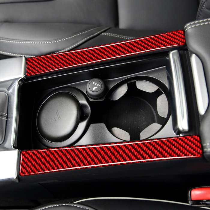 Car Handrail Cup Holder Decorative Sticker for Volvo V60 2010-2017, Left and Right Drive(Red)