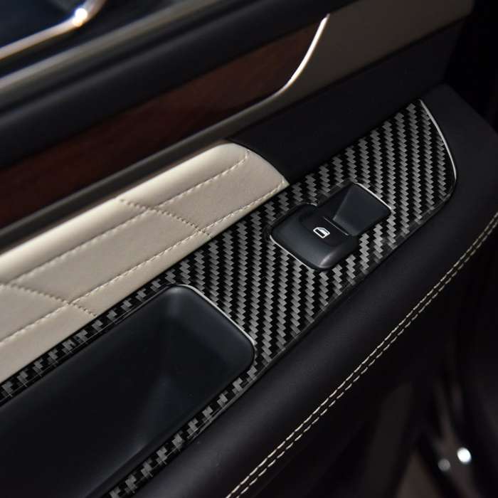 Car Carbon Fiber Window Lift Panel Decorative Sticker for Ford Explorer 2013-2019, Left Drive