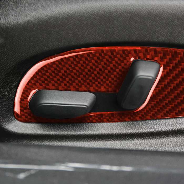 Car Carbon Fiber Seat Adjustment Panel Decorative Sticker for Chevrolet Camaro 2017-2019, Left and R