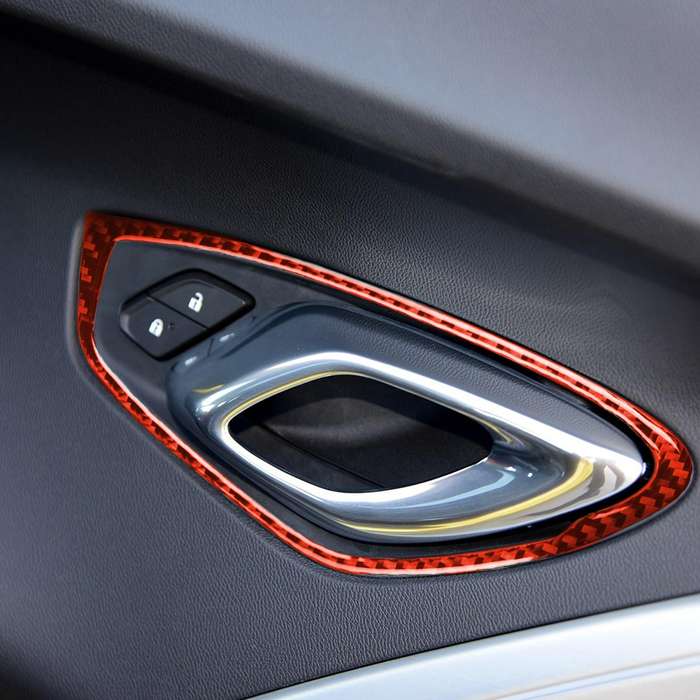 Car Carbon Fiber Inside Door Handle Decorative Sticker for Chevrolet Camaro 2017-2019, Left and Righ