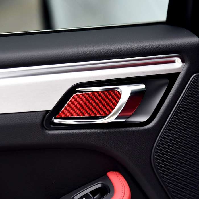 Car Carbon Fiber Inner Door Bowl Panel Decorative Sticker for Porsche Macan 2014-2021, Left and Righ