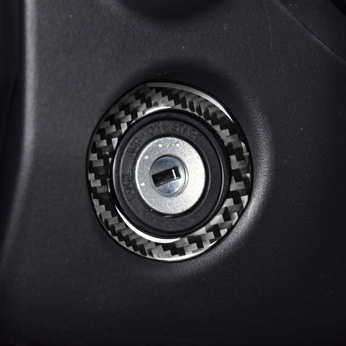 Car Carbon Fiber Ignition Key Ring Decorative Sticker for Toyota Corolla / Levin 2014-2018, Left and
