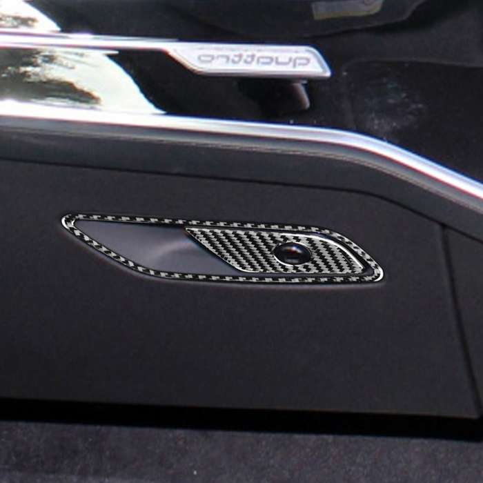 Car Carbon Fiber Front Passenger Seat Storage Box Switch Decorative Sticker for Audi A6L / A7 2019-,