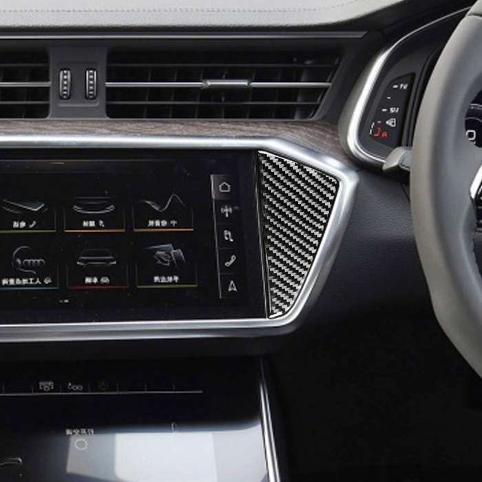 Car Carbon Fiber Central Control Decorative Sticker for Audi A6L / A7 2019-, Right Drive