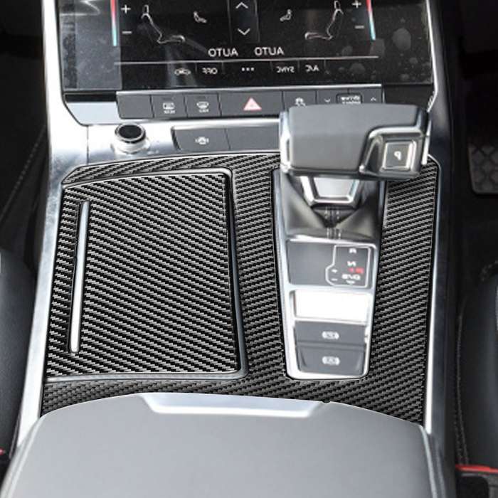 Car Carbon Fiber Gear Panel Decorative Sticker for Audi A6L / A7 2019-, Right Drive