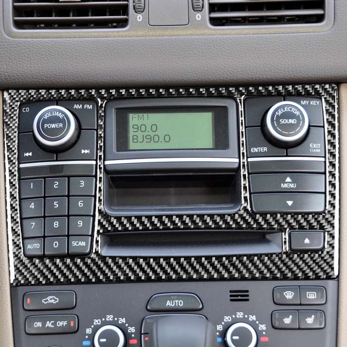 Car Carbon Fiber CD Panel Decorative Sticker for Volvo XC90 2003-2014, Left and Right Drive Universa