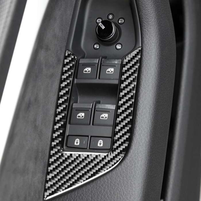 Car Carbon Fiber Window Glass Lift Decorative Sticker for Audi A6L / A7 2019-, Left Drive