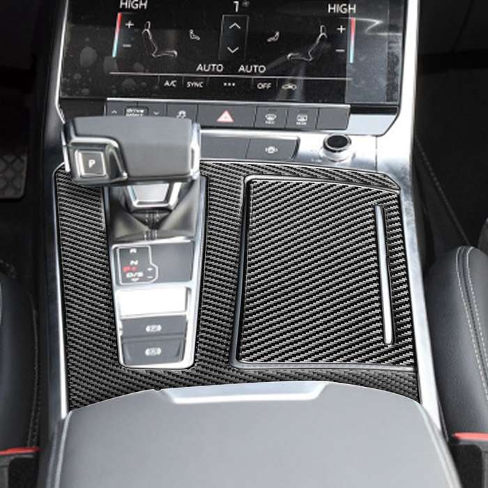 Car Carbon Fiber Gear Panel Decorative Sticker for Audi A6L / A7 2019-, Left Drive