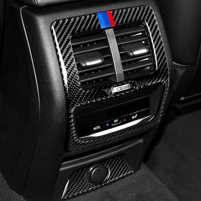 Car Carbon Fiber Rear Air Conditioning Vent 3-color Decorative Sticker for BMW G01 X3 2018-2020 / G0
