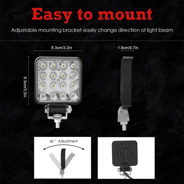 D0038 11.2W 10-30V DC 6000K 3 inch 16 LEDs Square Offroad Truck Car Driving Light Work Light Spotlig