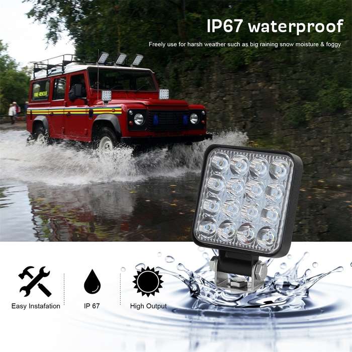 D0038 11.2W 10-30V DC 6000K 3 inch 16 LEDs Square Offroad Truck Car Driving Light Work Light Spotlig