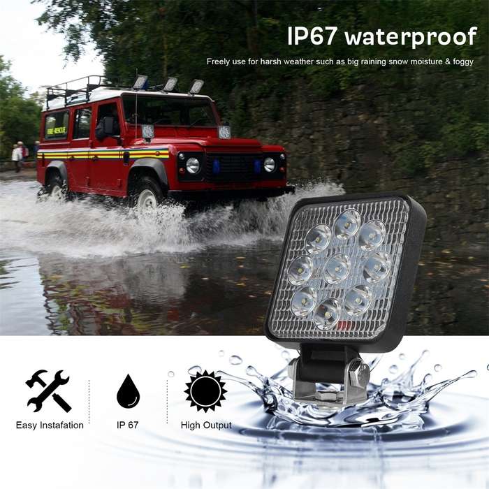 D0036 6.3W 10-30V DC 6000K 3 inch 9 LEDs Square Offroad Truck Car Driving Light Work Light Spotlight