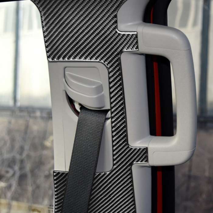 2 PCS / Set Carbon Fiber Car Seat Belt Panel Decorative Sticker for Toyota Tundra 2014-2018, Left Ri