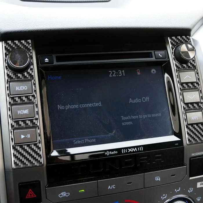 2 PCS / Set Carbon Fiber Car Central Control Volume Switch Decorative Sticker for Toyota Tundra 2014