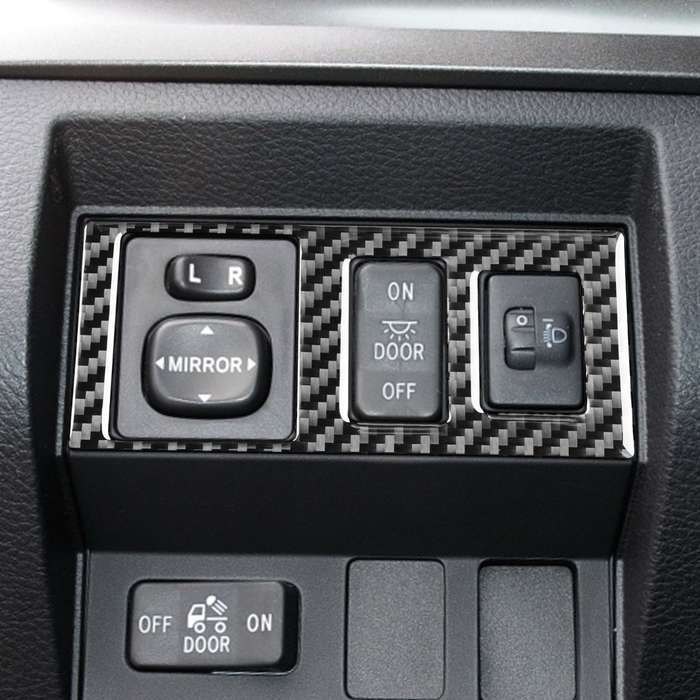 Carbon Fiber Car Headlight Height Adjustment Switch Decorative Sticker for Toyota Tundra 2014-2018,