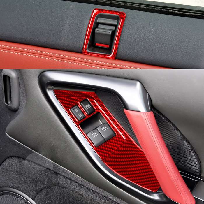 6 PCS / Set Carbon Fiber Car Window Lift Button Door Lock Decorative Sticker for Nissan GTR R35 2008