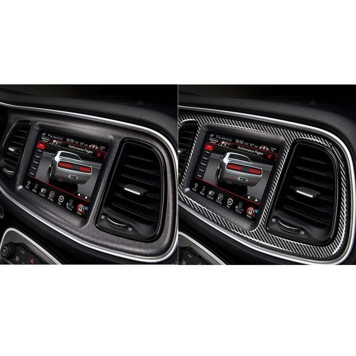 4 PCS / Set Carbon Fiber Car Central Control Instrument Set Decorative Sticker for Dodge Challenger