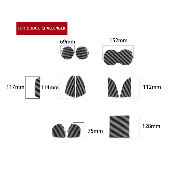 11 PCS / Set Carbon Fiber Car Door Slot Pad Decorative Sticker for Dodge Challenger 2015 to Now, Lef