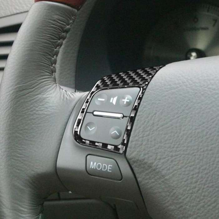 2 PCS / Set Carbon Fiber Car Steering Wheel Button B Version Decorative Sticker for Lexus GS 2006-20