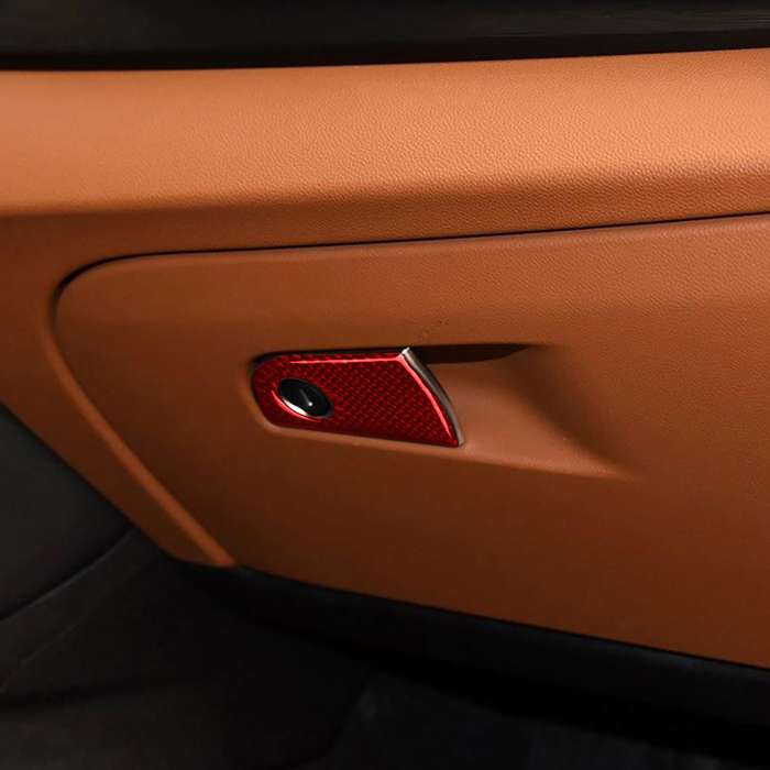 Carbon Fiber Car Co-pilot Storage Decorative Sticker for Alfa Romeo Giulia 2017-2019,Left Drive (Red